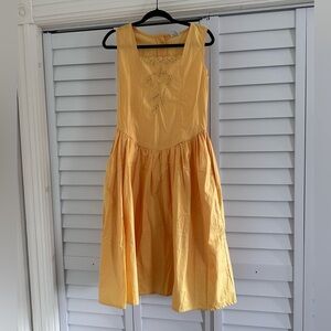 Vintage Cotton Butter Yellow Midi Sleeveless Dress